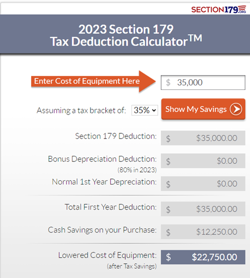 2023 Section 179 Tax Deduction Calculator