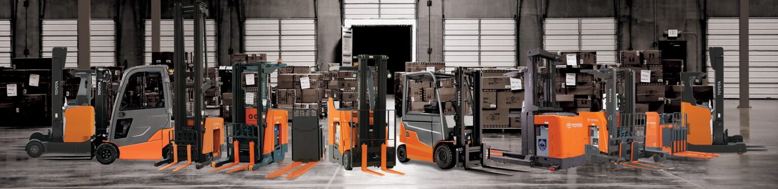 Different types of Toyota forklifts and material handling equipment