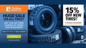 15% off forklift tire sale at Dillon Toyota Lift